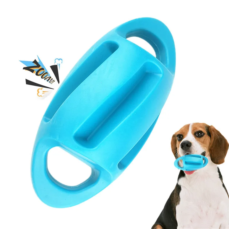 

Amazon hot new Dog squeky pet toys 2021 resistant bite rubber toy rugby chew interactive dog training toy