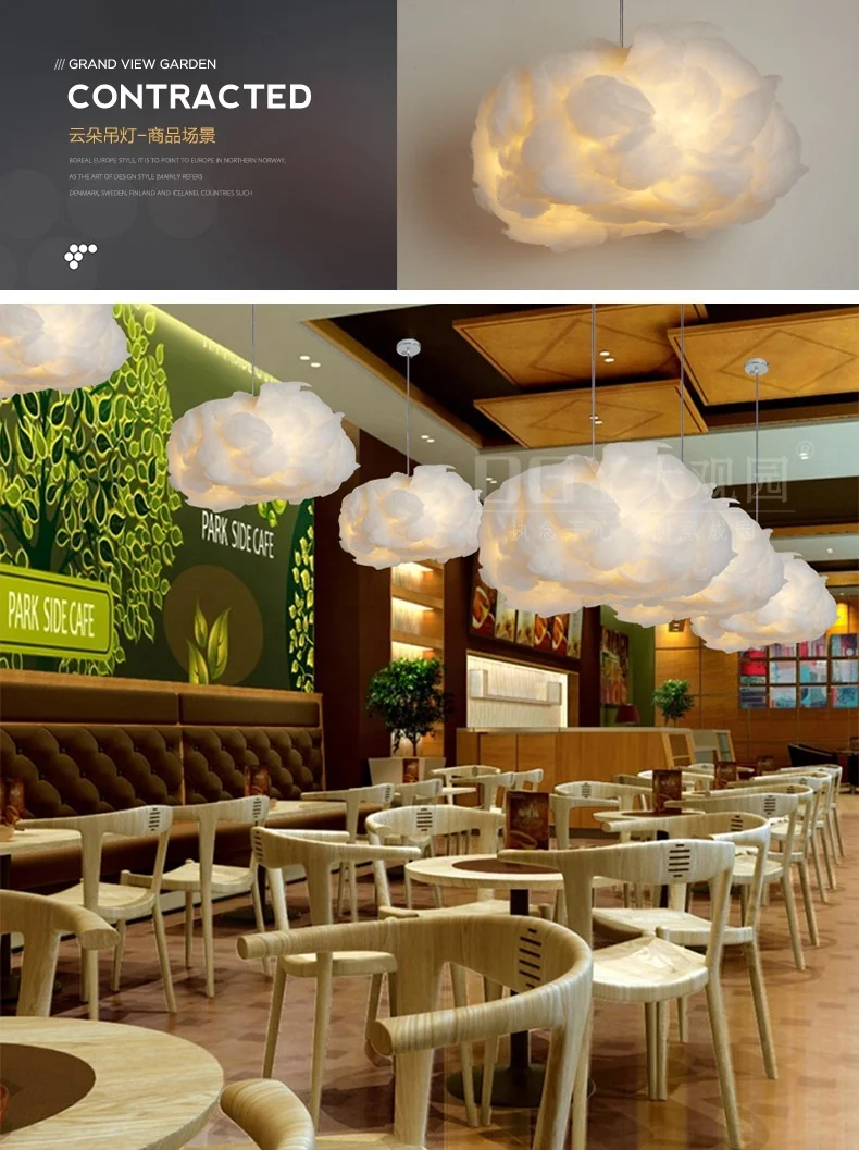 
Private Custom Contemporary New Style Creative Hotel Lobby Large Floating Chandelier Pendant Cloud Lamp 