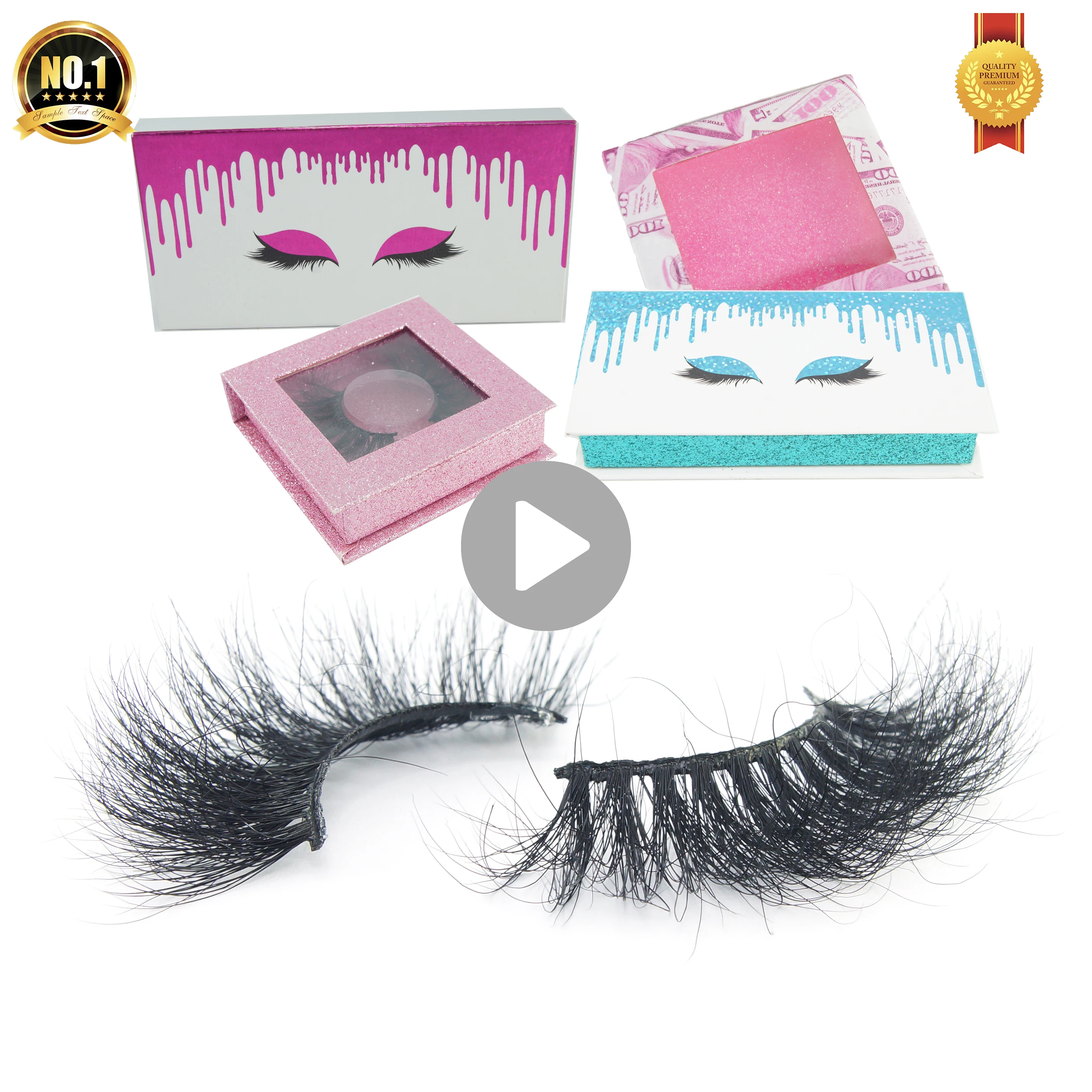 

25mm 3D 100% Real Mink Fur False lashes Natural Easy to Apply Strips Eyelashes Reusable Make Up Fake Eye lashes Hand Made, Black