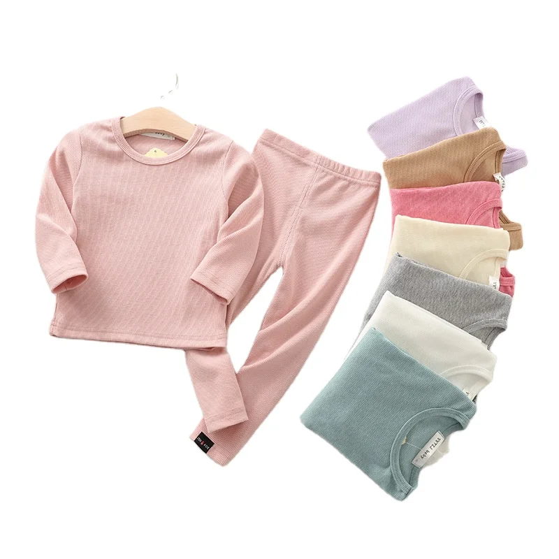 

Kids plain pajamas pure color blank shirt and pants kids pajama sets, Picture