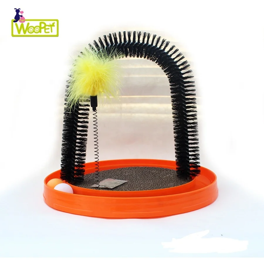 

Cat Toy Hair Game Self Groomer Massager Scratcher Arch Toy Cat Swatter Toy With Ball Track Feather