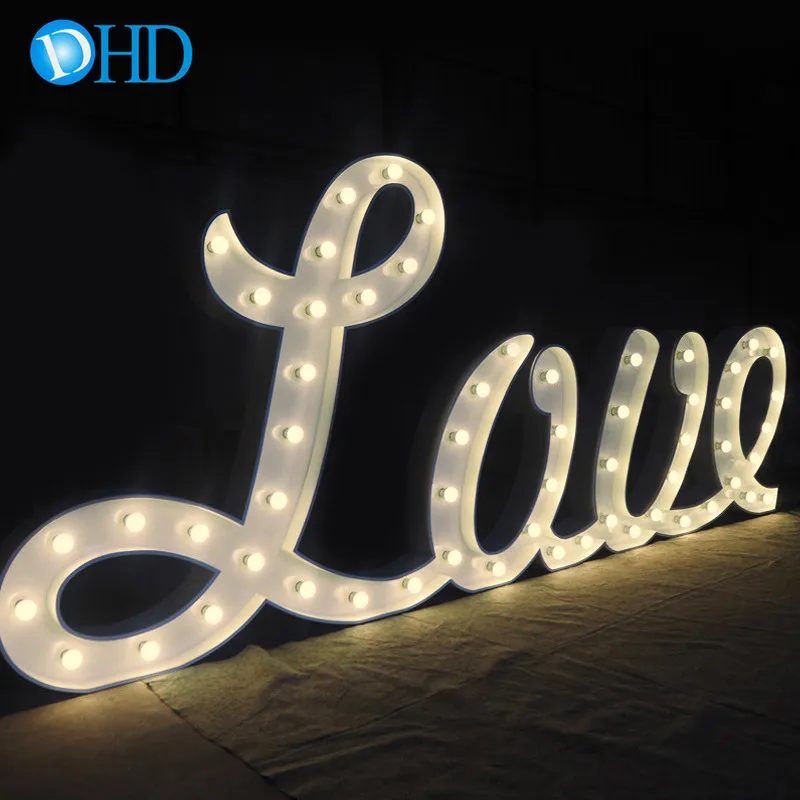Free Sign Up LED Marquee Letters Light Up Letters Sign Metal Bulb Letter Lights