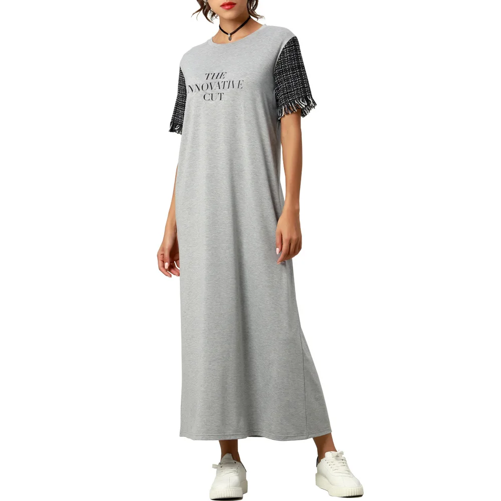 

2021 summer wholesale cheap cotton woven white gray oversized girls casual maxi long dress loose t shirt dresses for women lady