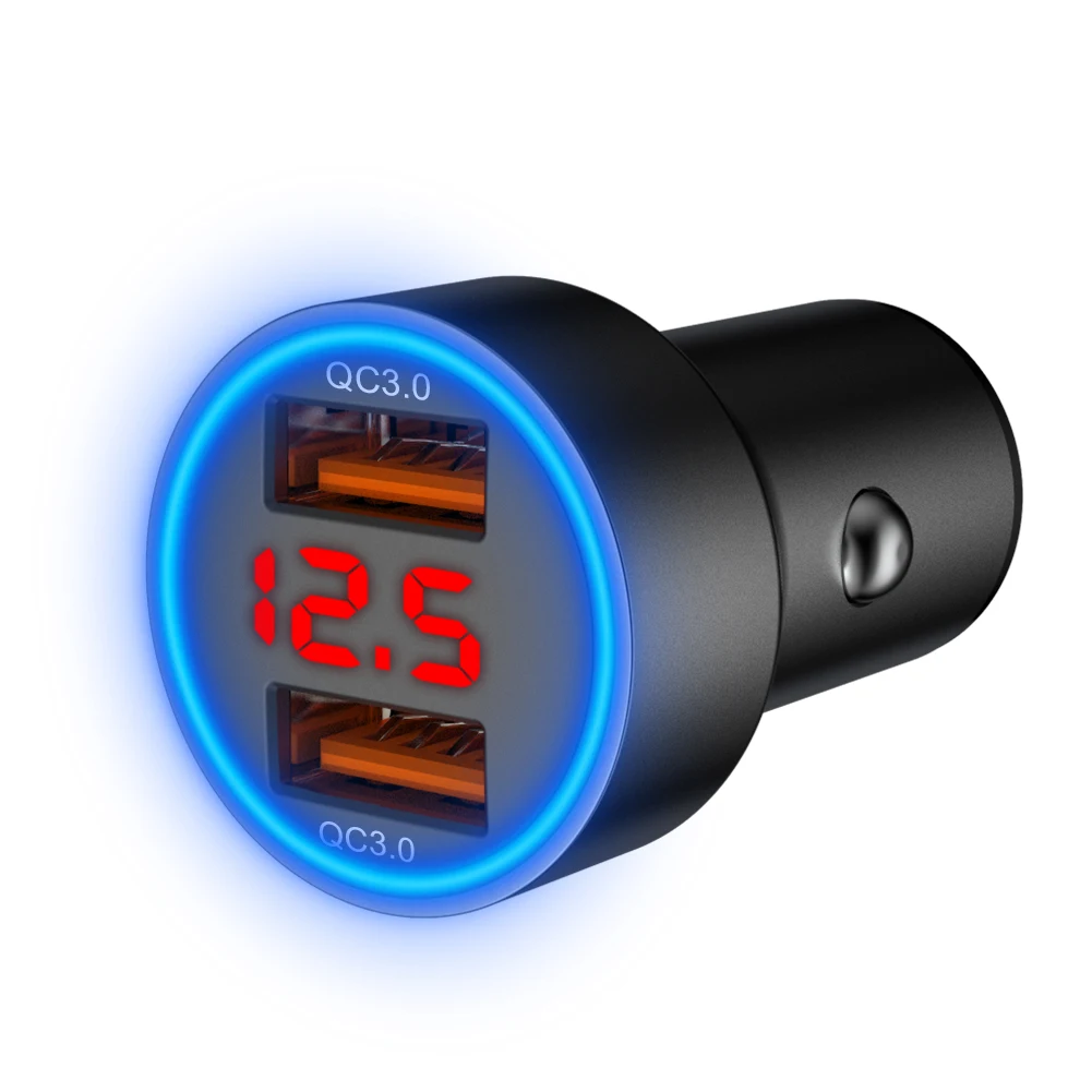 

IBD 2020 Fast Charging Car Charger QC 3.0 36W Dual USB Quick Charge Car-Charger With Zinc Alloy Display