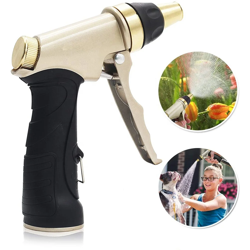 

Garden Hose Nozzle 100% Metal Spray Nozzle High Pressure Water Gun, Silver