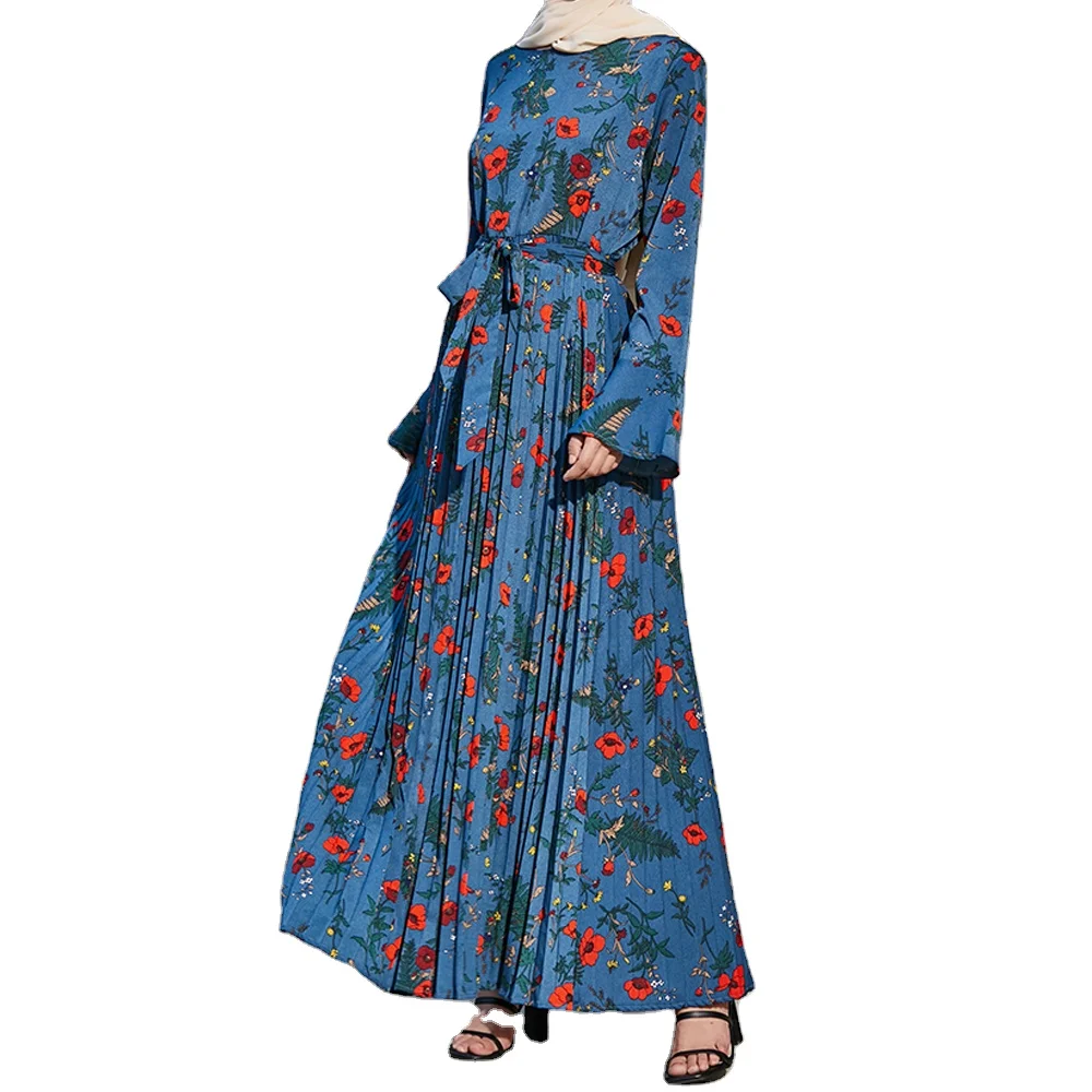 

OEM service printed flower muslim woman clothing Afrian Dubai prayer dress middle east outfit abaya