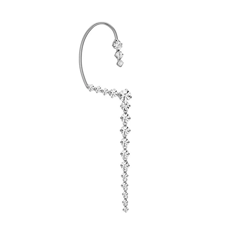 

European Fashion Exaggerated Diamond Earring S925 Silver Needle Long Arc Dangling Rhinestone Earrings