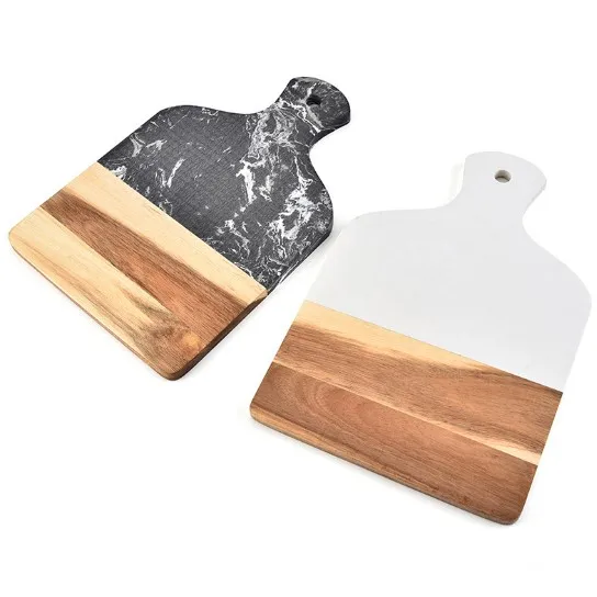 

DiYue Homeware DIY203511 Marble Cheese Serving Platter Acacia Wood Chopping Blocks Kitchen Tray Utensils Wooden Cutting Boards