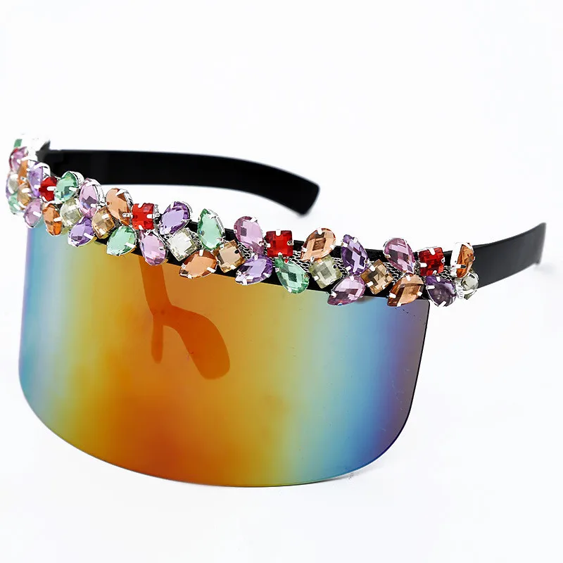 

Big Shade Film Color Rhinestone Style Outdoor Protective Glasses for Cycling Luxury Baroque Diamond Men Women Sun Glasses, Colors