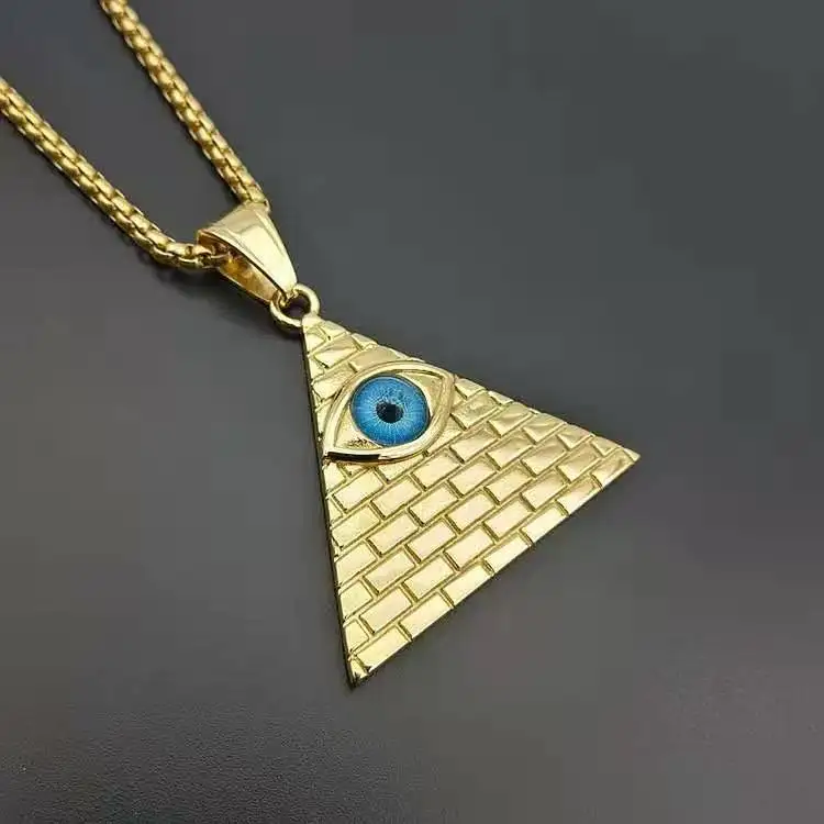 

Jialin Jewelry 316 stainless steel gold-plated Egyptian pyramid Eye pendant necklace