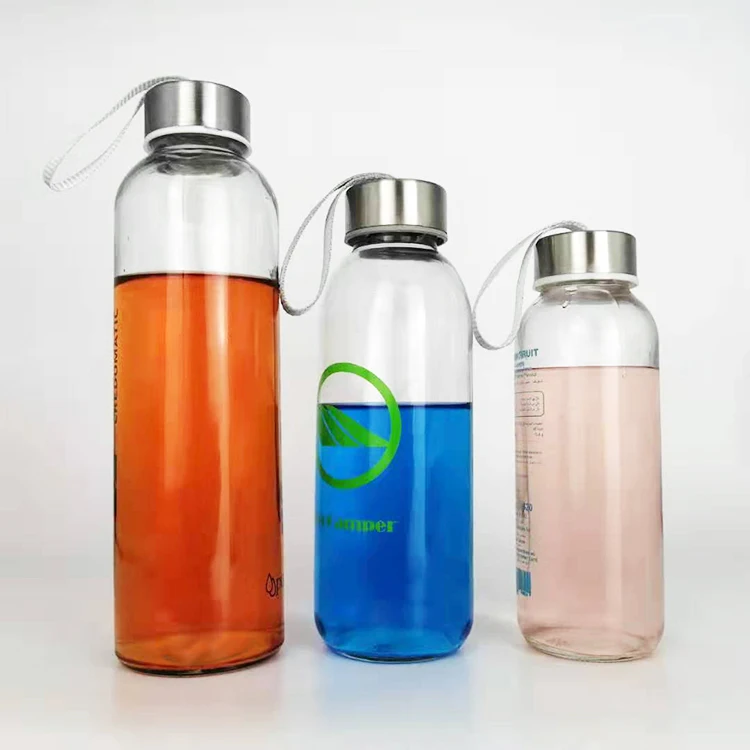 Cheap price 300ml 400ml 500ml water bottles sports with custom your logo design milk juice glass bottle with grey screw cap