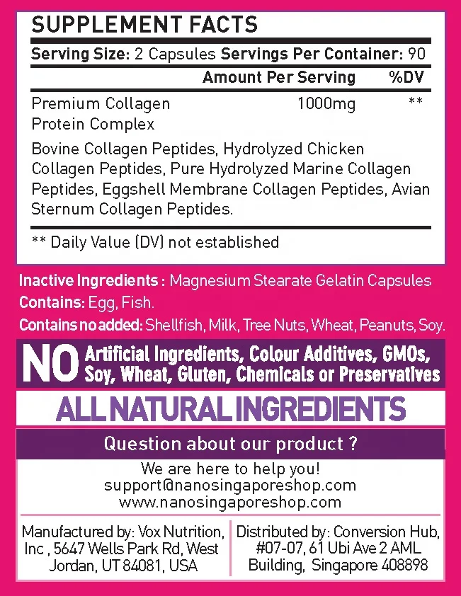 
GMP Certified Facilities All Natural Collagen Skin Whitening Pills Collagen Capsules 