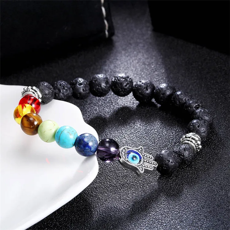 

Hot selling bracelets energy volcanic stone lava stone palm beaded bracelet 8mm colorful prayer beads, Silver,gold or custom