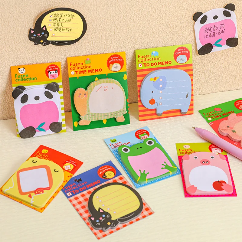 

hot selling student school creative stationery kawaii bookmark cute cartoon ZOO removable notepad sticky notes