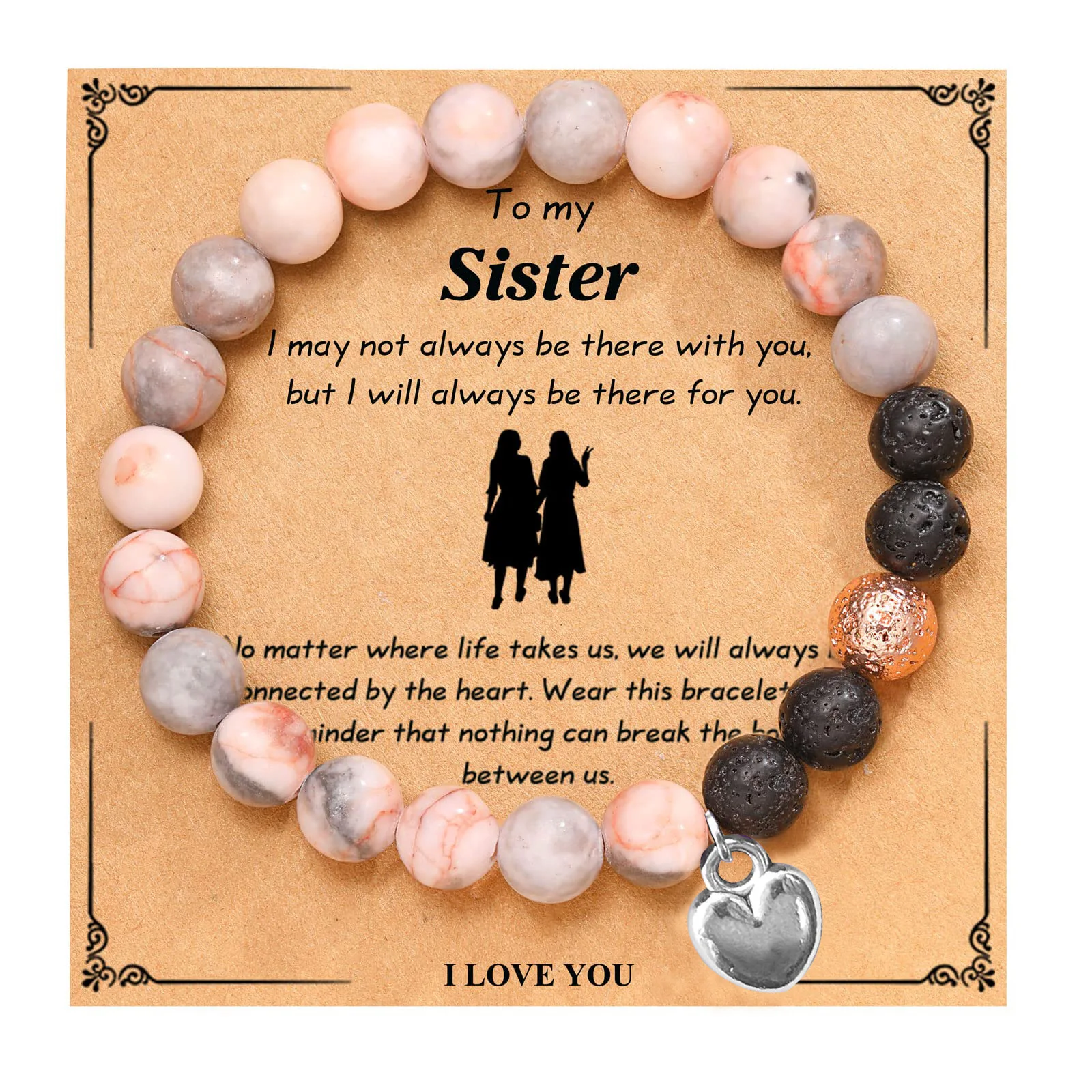 

Hiphop Inspirational HGDEER Graduation Gifts 8mm Crystal Natural Stone Heart Bracelets for Mens Women Teen Girls