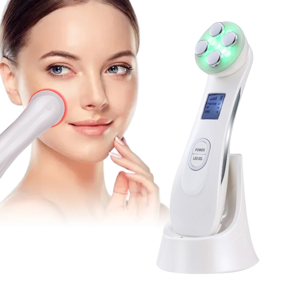 

Radio Frequency Skin Tightening Radiofrequence LED Photo Rejuvenation RF EMS Beauty Instrument Home Micro Current Face Device, White