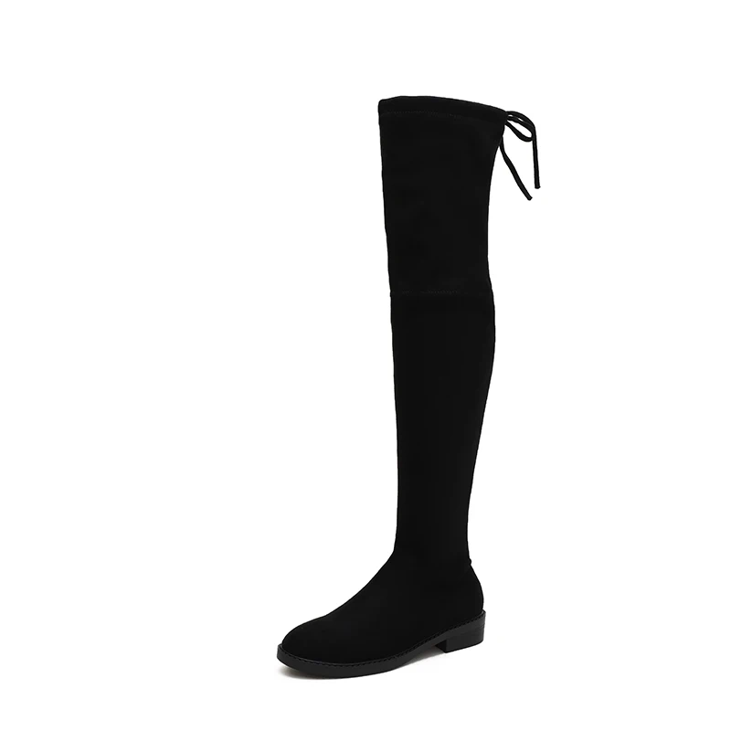 

2021 Autumn Winter Round Toe Trend Fashion Genuine Leather Women 's Knee High Boots, Black,