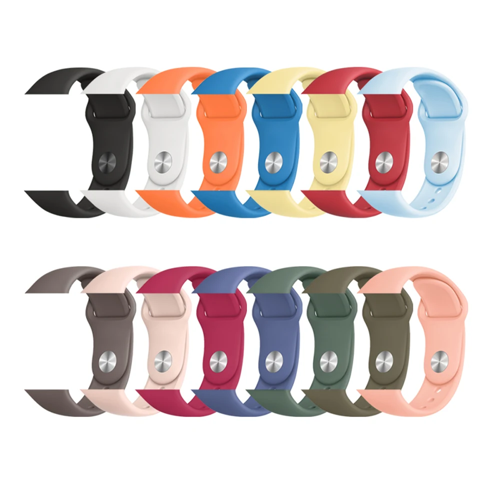 

38mm 40mm 42mm 44mm 57 Colors Rubber Strap Silicone Replacement Wristband Smart Watch Bands for Apple Watch Series 7 6 5 4 3 SE, Optional