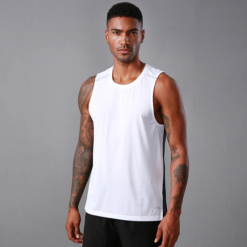 

Summer quick drying sports leisure men's Vest running training basketball suit t shirts men, 4 colors available