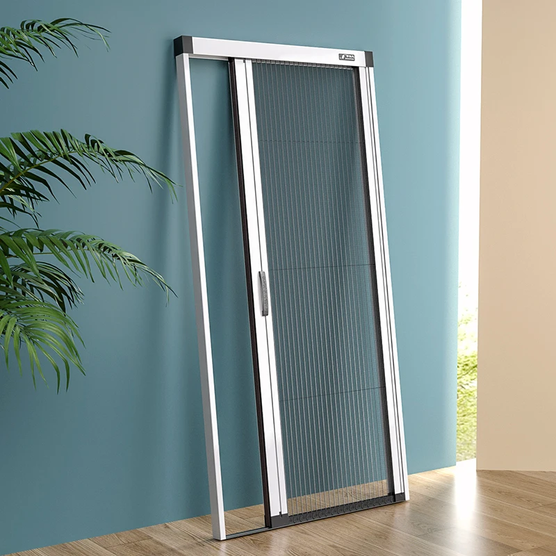 

Customized Hot Sale Trackless Retractable Screen Door with Flyscreens