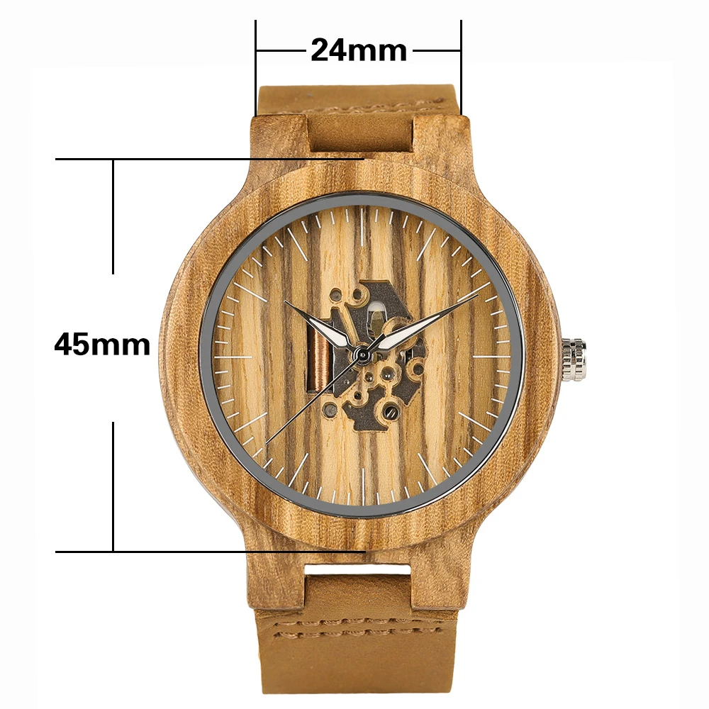 
OEM Private Label Custom Logo Hollow Movement Dial Wooden Watch Unisex 