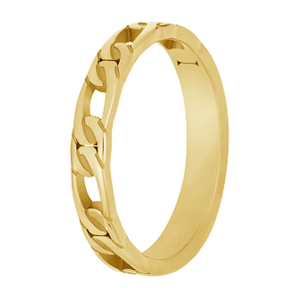 

18K Gold Plated Figaro Link Stainless Steel Rings For Women