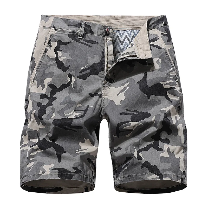 

2024 new Mens Casual Camouflage Summer cargo Shorts Men Middle knee length cotton washed Mid Workout Bermuda short pants