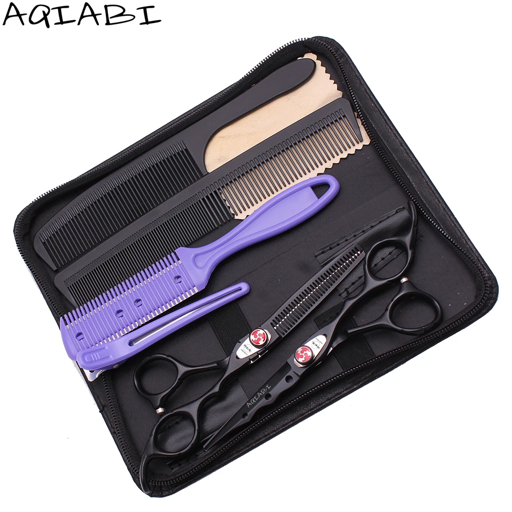 

Hair Thinning Scissors 6'' AQIABI 440C Cutting Scissors Professional Hairdressing Scissors Black Color A1019