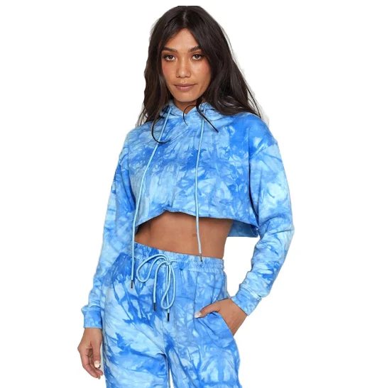 

Autumn Tie Dye Lounge Wear Two Piece Pants Set Women Tracksuit Streetwear Short Top European Clothing