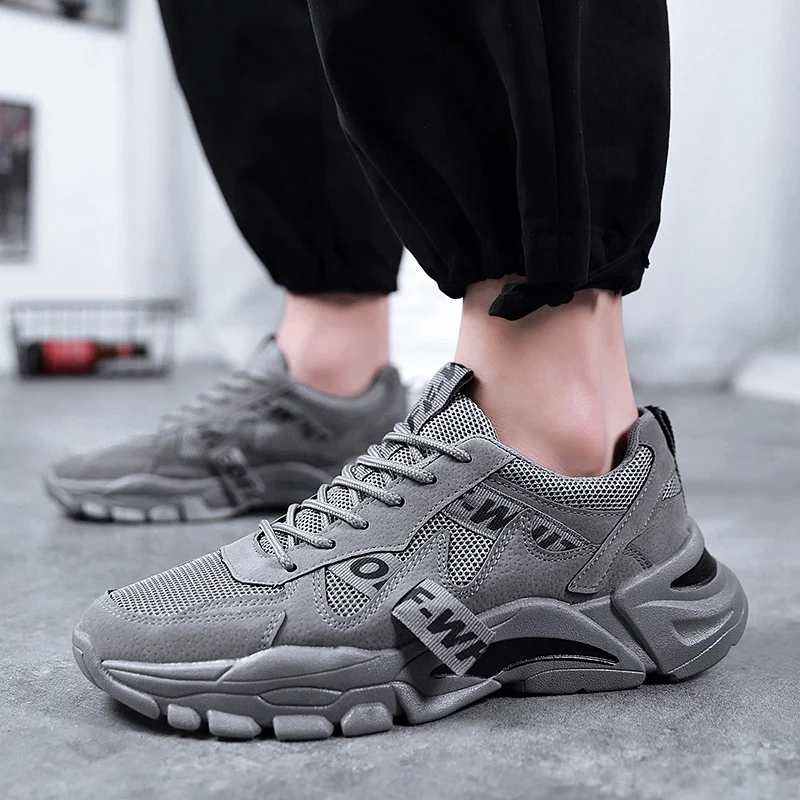 

Factory Custom Men Sneakers Comfortable Fashionable Sport Shoes Casual, Dark gray/light gray/red