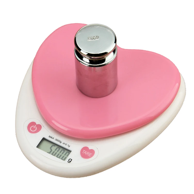 

Cute Design Eco-friendly Plastic Food Scales Household 3kg 0.1g Digital Kitchen Scale, Pink