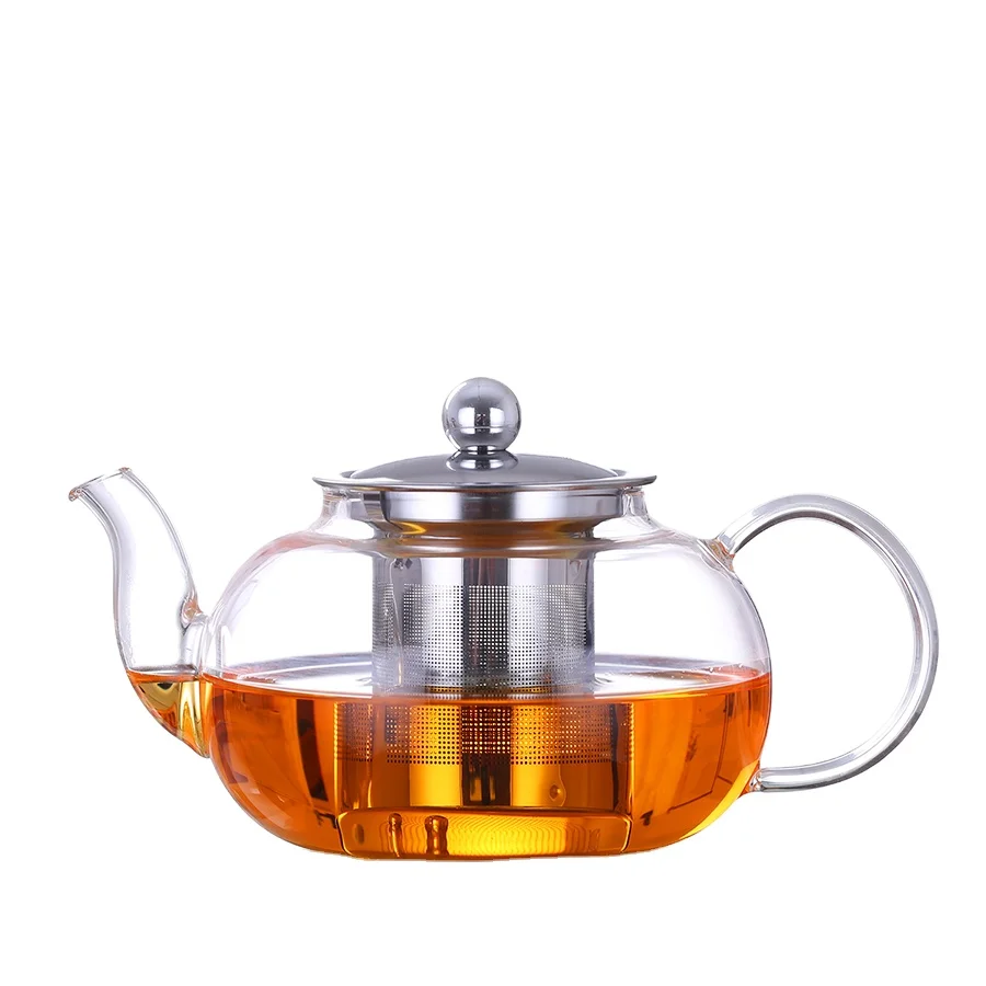 

Amazon Classic Style Hot Sales Handmade Heat-resistant Glass Tea Pot Borosilicate Glass With Stainless Steel Lid