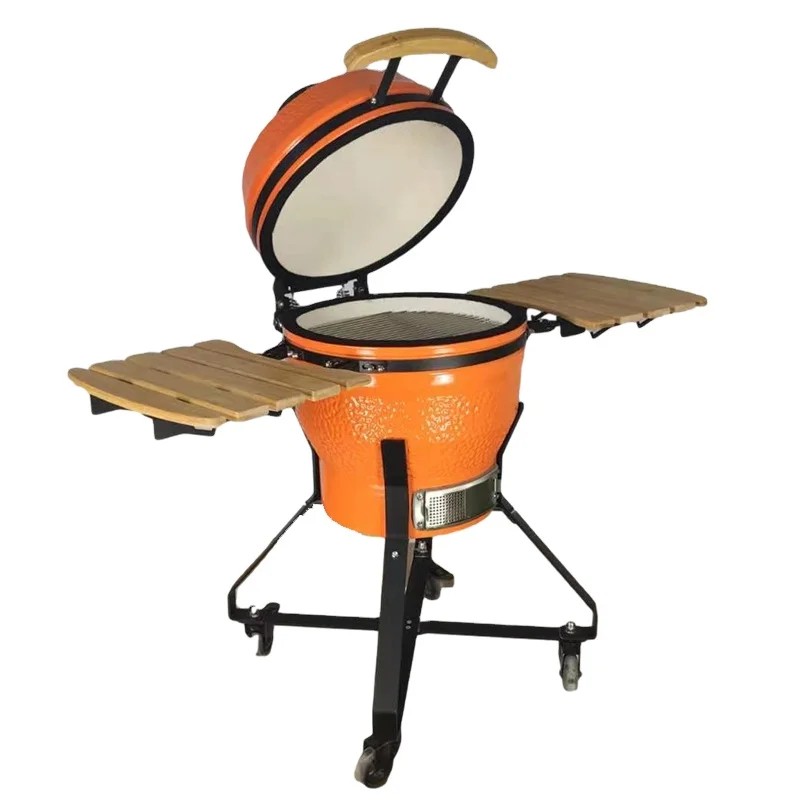 

2021 Kamado Auplex 18'' Orange Ceramic camping BBQ Gas Grill Charcoal Barbecue Smoker Chicken machine, Optional from pantone