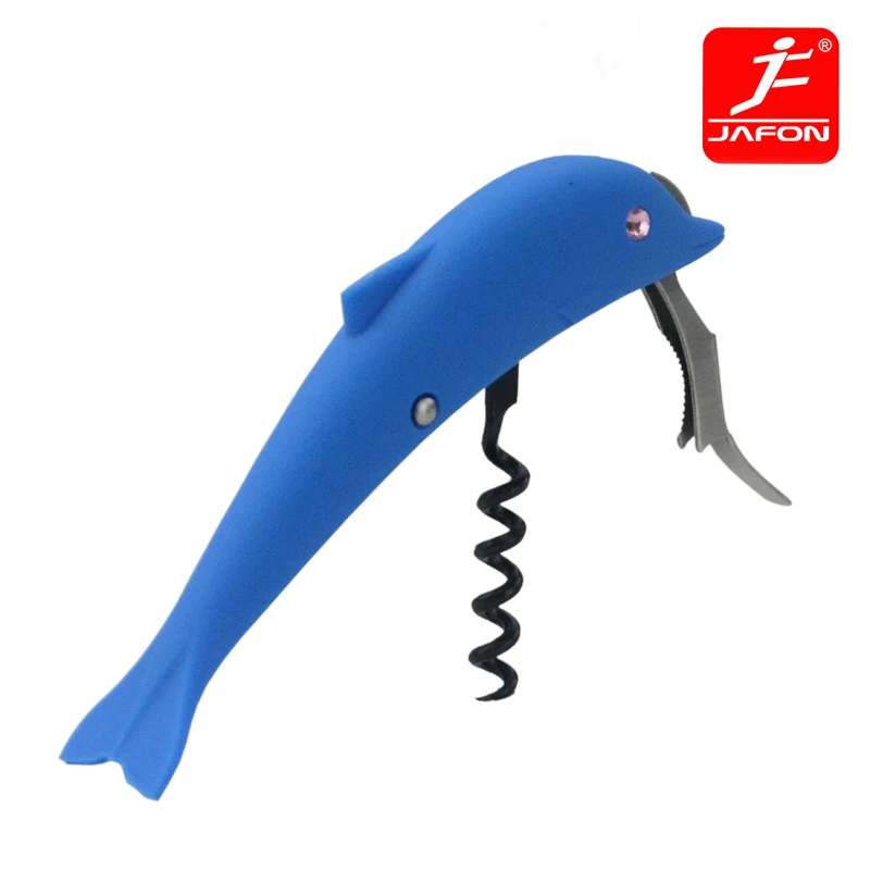 
Dolphin shaped plastic handle wine bottle opener corkscrew 