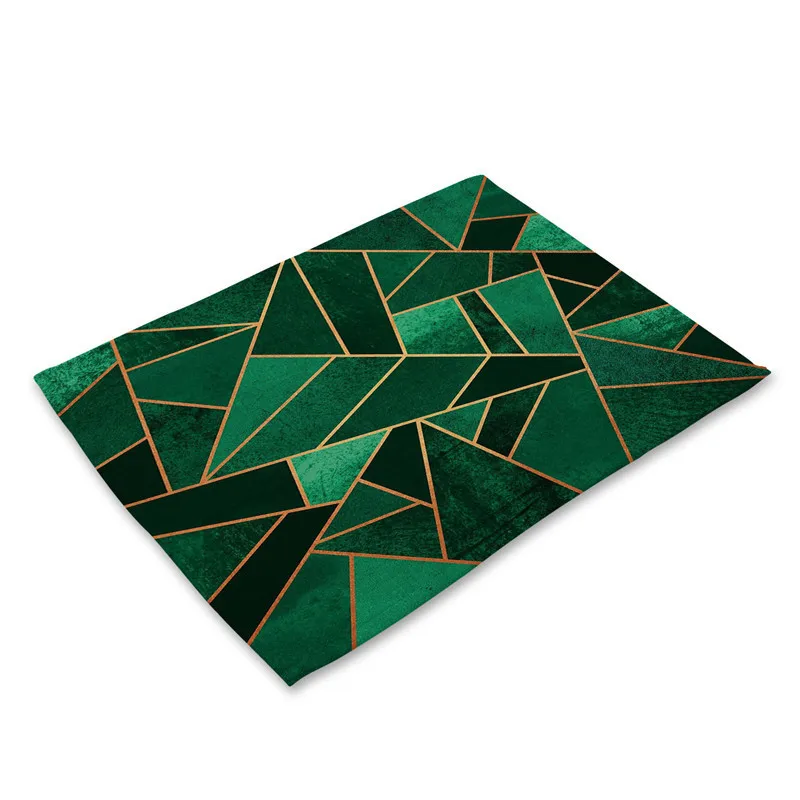 

Cup Mats Home Decor Dining Table Mat Coaster Pads Pink Geometric Marble Printed Cotton Linen Kitchen Placemat, As photo