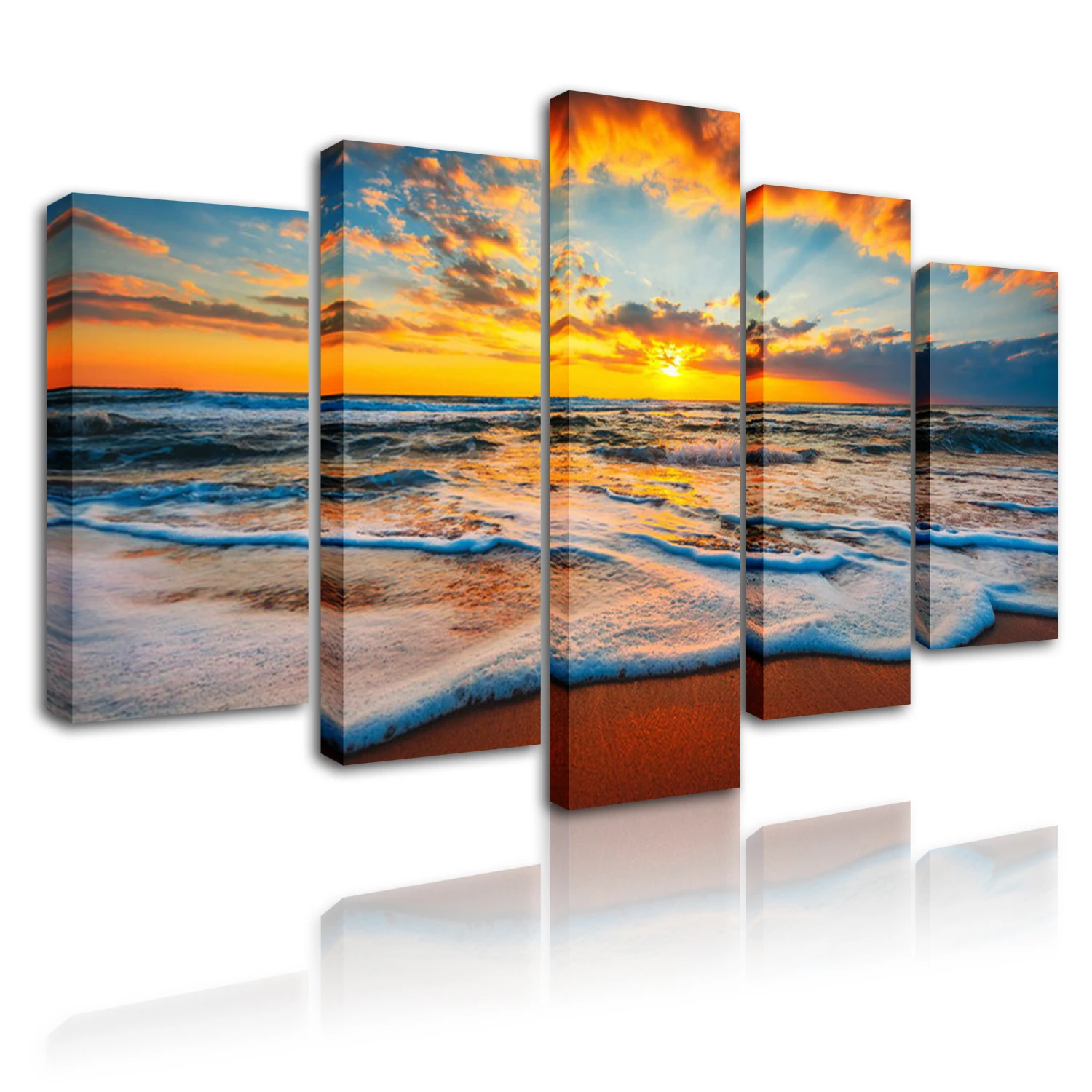 

Canvas Wall Art Sunset Picture Painting 5 Panel Art Framed Custom Art Canvas Prints Wall Picture Home Decoration