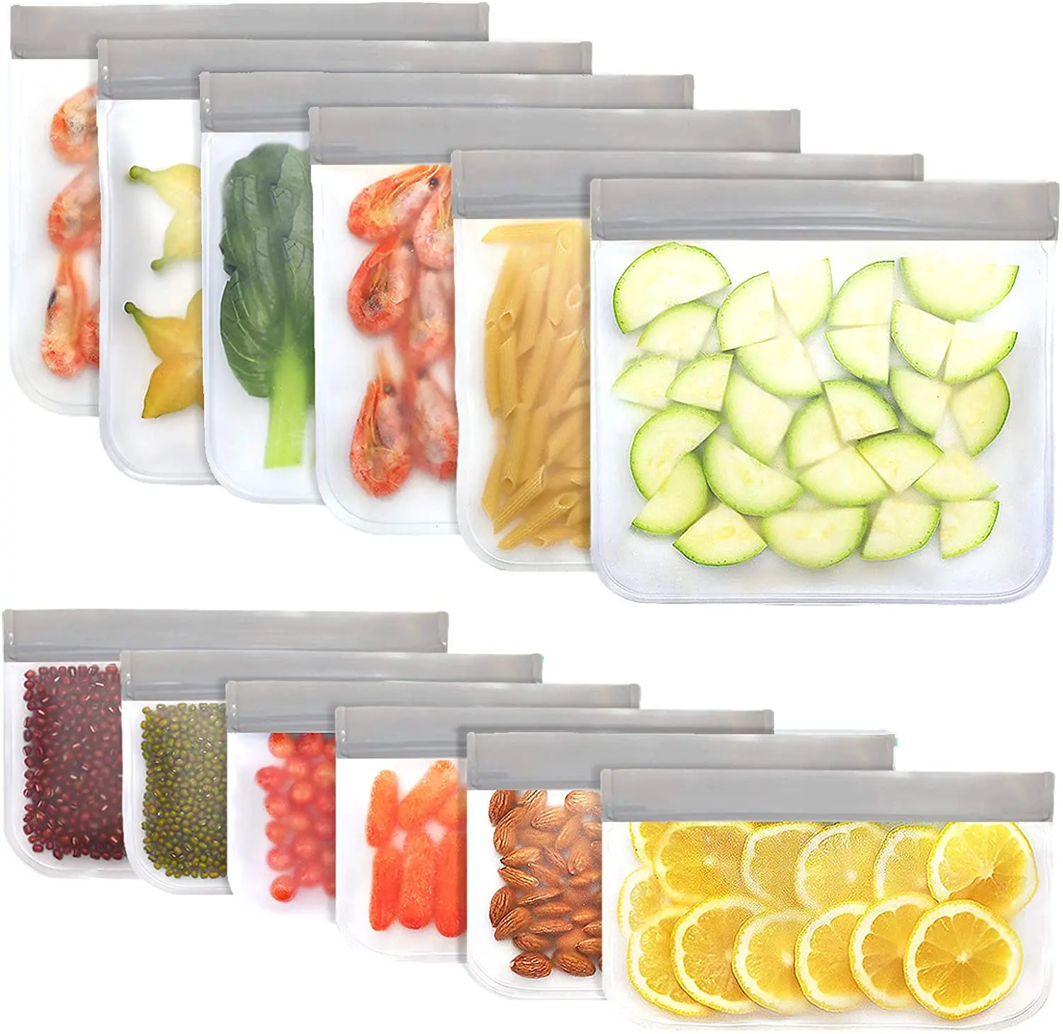 

BPA Free Reusable Leak Proof Freezer Snack Sandwich PEVA Food Storage Bags, Transparent