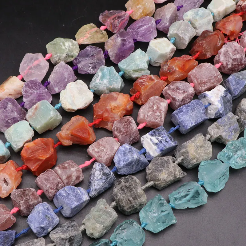

16-30mm Natural Irregular Rough Amazonite Citrine Lais Rose Quartz Crystal Stone Beads, High Quality Amethyst Raw Stones, Multi colors