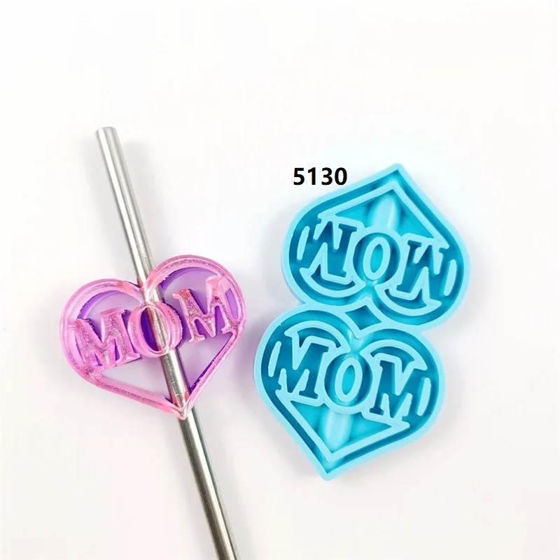 

SIMOLD Mother Day silicone mom straw topper mold, Blue
