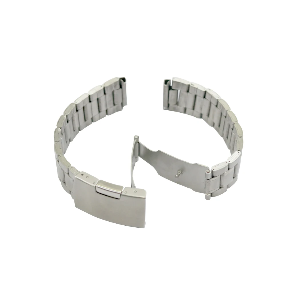 

WT0044 Stainless Steel Watchband with Folding Clasp for Men Women Wristwatch Accessories Strap Bracelet Silver Metal Buckle 18mm, Sliver