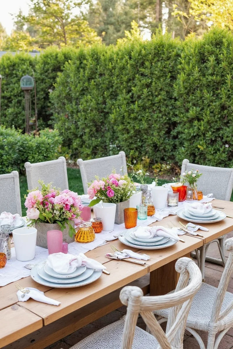 Colorful placemats on an outdoor table