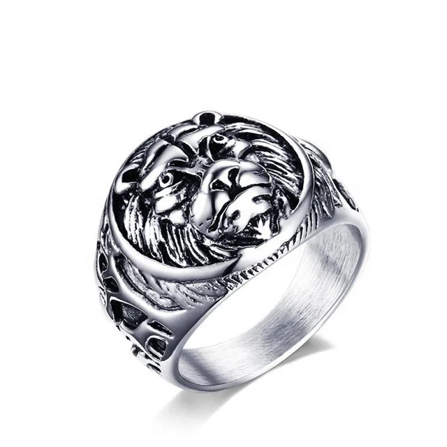 

Vintage Jewelry Rock Stly Fashion Jewelry 316L Stainless Steel Men Lion Head Ring