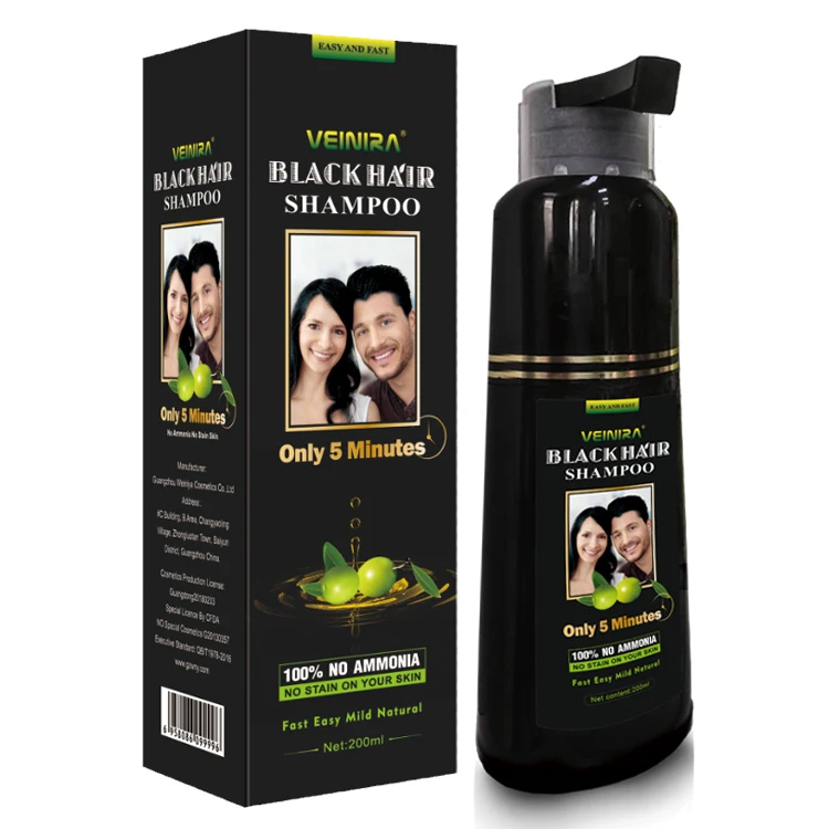 
200ml magic fast black hair shampoo hair color dye no ammonia no stain skin 