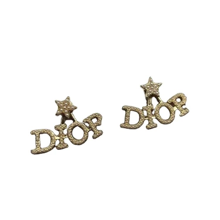 

Tixu designer jewelry famous brands diop letter classic pearl earrings women earrings, Gold color