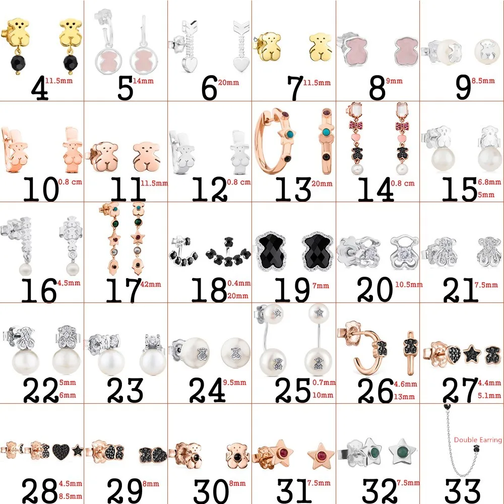 

S925 Pure silver jewelry Valentine's Day love gold fashion original jewelry for female Spanish bear