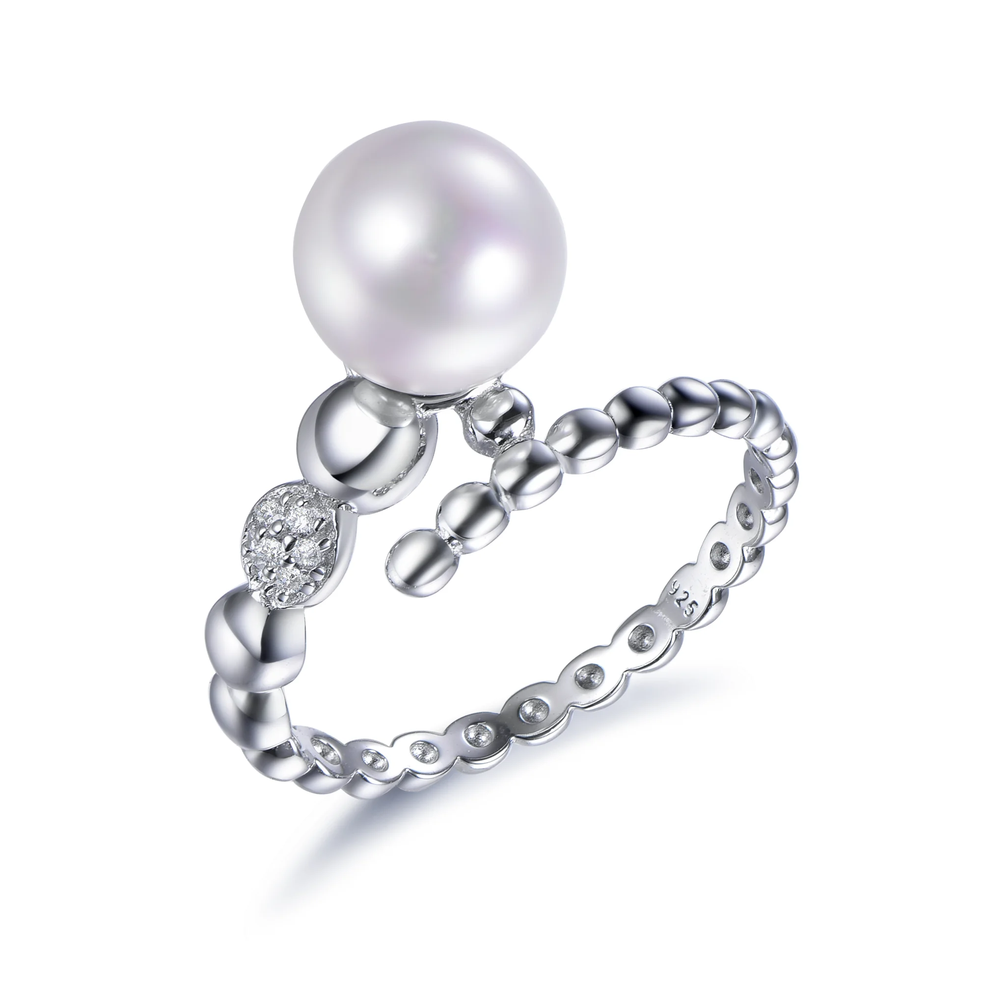 

Engagement Jewelry Silver Stone Rings cz for women 925 Silver Fashion Ring Big White Pearl Diamond Rings
