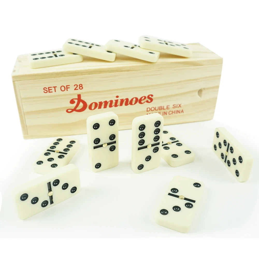 Double 6 Professional Dominoes Game With Brass Spinner Ivory Domino