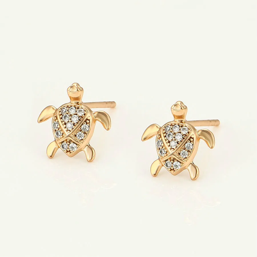 

A00677551 Xuping Jewelry Elegant Fashion 2021 New diamond-encrusted 18K gold turtle earrings