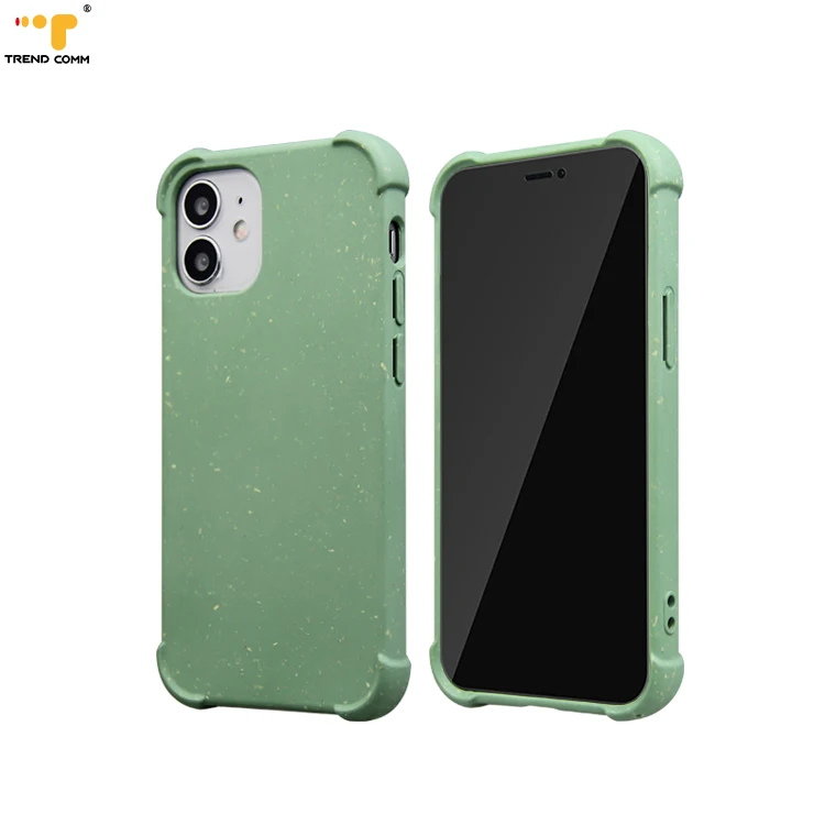 

In Stock Fully Degradable Bamboo Fiber Eco-friendly Phone Case Recycle For iPhone 12 Mini, Champagne, dark green, mint green, black, yellow, red