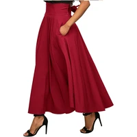 

Custom Fit High Waist Lady Pleated Long Maxi Skirt